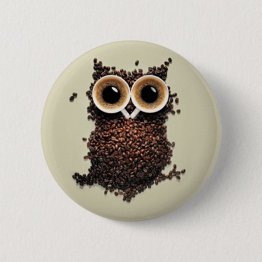 Kaffee-Eule Button (Vorderseite)