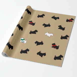 Kaffee-Farben-Schottischer-Terrier-Geschenkpapier Geschenkpapier