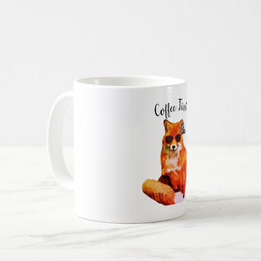 Kaffee First Fox zeichnend Tasse (Vorderseite Links)