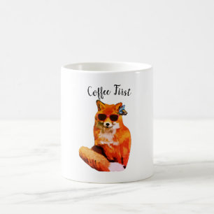 Kaffee First Fox zeichnend Tasse