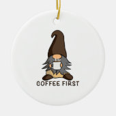Kaffee First Magic Java Gnome Brown Garden Gnome Keramik Ornament (Vorne)