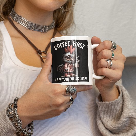 Kaffee First Meme Jumbo-Tasse