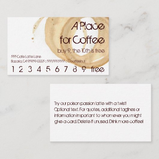 Kaffee-Fleck-Logo-Getränk-Durchschlags-Held Treuekarte (Vorne/Hinten)