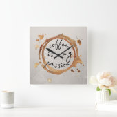 Kaffee Flecken Quadratische Wanduhr (Zuhause)