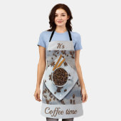 Kaffee-Foto mit benutzerdefinierbarem Text Schürze (Getragen)