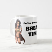 KAFFEE FRAU BREAK TIME Funny Novelty Office Gesche Kaffeetasse (Vorderseite Links)