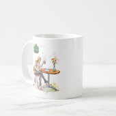 Kaffee-Frau in einem Niedlichen Café Kaffeetasse (Vorderseite Links)