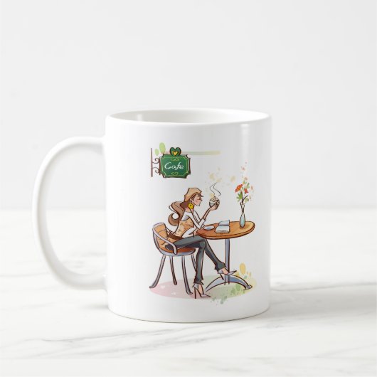 Kaffee-Frau in einem Niedlichen Café Kaffeetasse (Links)