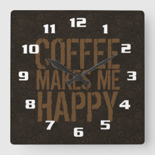 Kaffee freut mich quadratische wanduhr