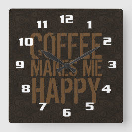 Kaffee freut mich quadratische wanduhr