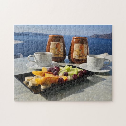 Kaffee, Frühstück und ein Puzzle mit Aussicht (Horizontal)