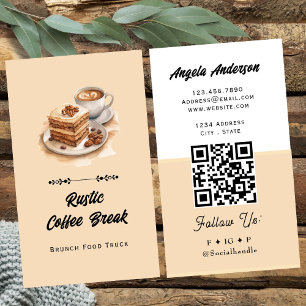 Kaffee-Frühstücks-Themen-QR-Code und Website Visitenkarte