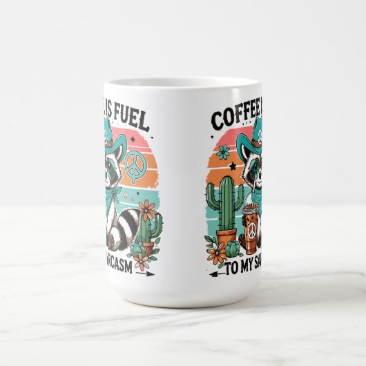 Kaffee Fuel Sarcasm Funny Raccoon Kaffeetasse (Mittel)