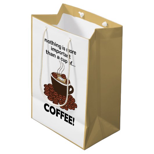 Kaffee Funny Kaffee Lover Kaffee Kaffee Kaffee Mittlere Geschenktüte (Vorderseite Schrägansicht)