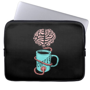 Kaffee für das Gehirn. Lustige Kaffee-Illustration Laptopschutzhülle