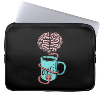 Kaffee für das Gehirn. Lustige Kaffee-Illustration Laptopschutzhülle