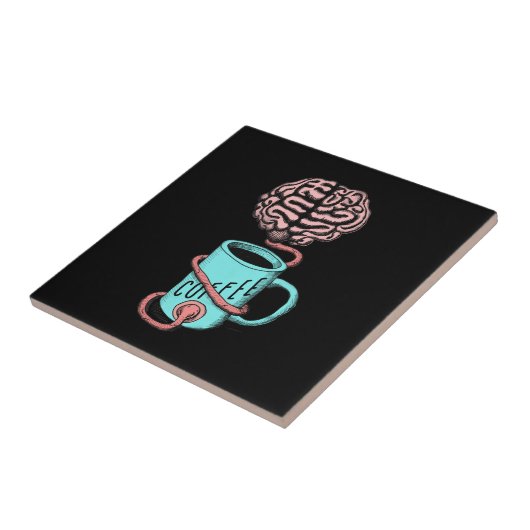 Kaffee für das Gehirn. Lustige Kaffeeillustration Fliese (Seite)