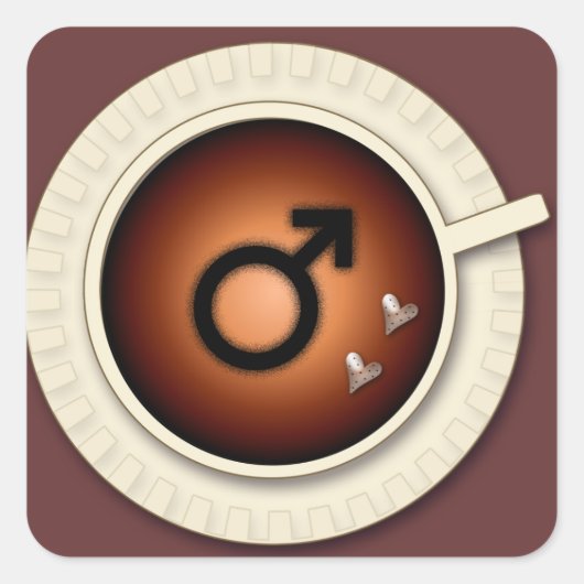 Kaffee für Männer Quadratischer Aufkleber (Vorderseite)