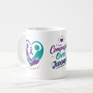 Kaffee für psychische Gesundheit mit violettem Ban Kaffeetasse