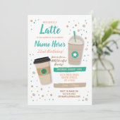 Kaffee Geburtstag Latte Café Beans Feier Einladung (Stehend Vorderseite)