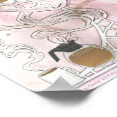 Kaffee Genie Fantasy Art Nouveau Pink Brown Poster (Ecke)