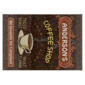 Kaffee-Geschäft mit der Tasse schaffen Ihr eigenes Schneidebrett (Vorderseite)