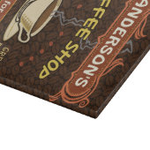 Kaffee-Geschäft mit der Tasse schaffen Ihr eigenes Schneidebrett (Ecke)