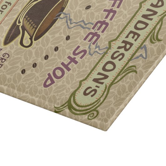 Kaffee-Geschäft mit Schale schaffen Ihr eigenes Schneidebrett (Ecke)