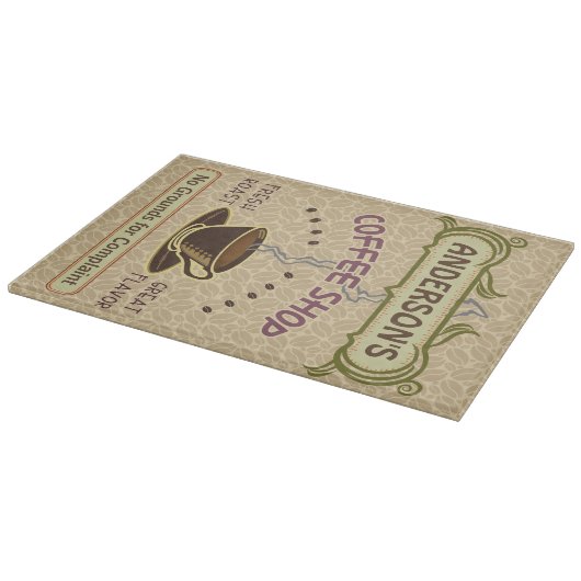 Kaffee-Geschäft mit Schale schaffen Ihr eigenes Schneidebrett (Ecke)