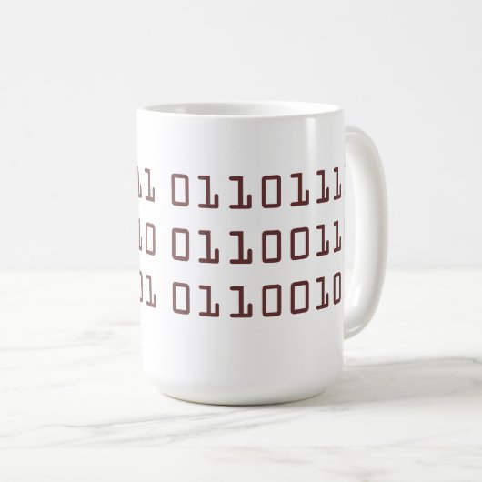 Kaffee geschrieben in Tasse des binären Codes (VorderseiteRechts)
