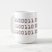 Kaffee geschrieben in Tasse des binären Codes (Vorderseite Links)