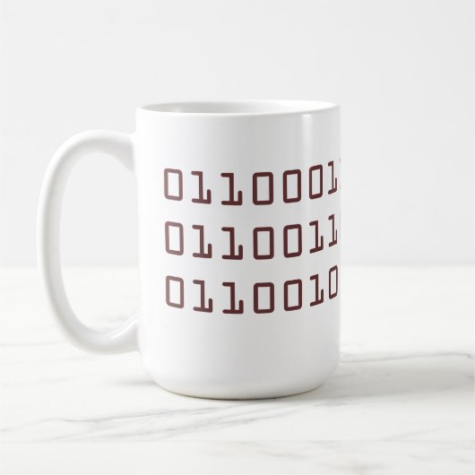 Kaffee geschrieben in Tasse des binären Codes (Links)