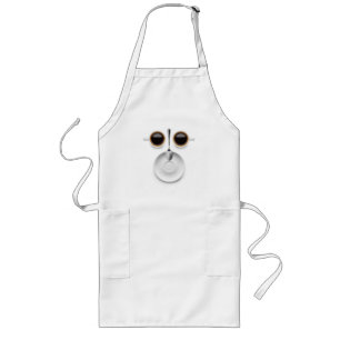 Kaffee Gesicht zwei Tassen Kaffee ein Saucer und L Lange Schürze