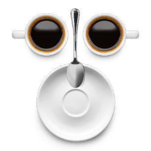 Kaffee Gesicht zwei Tassen Kaffee ein Saucer und L T-Shirt