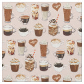 Kaffee-Getränk-und Nachtisch-Muster Stoff (Nahaufnahme)