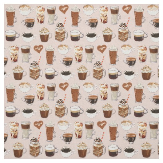 Kaffee-Getränk-und Nachtisch-Muster Stoff (Muster)