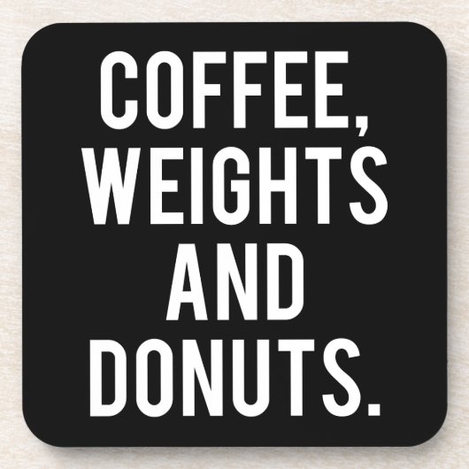 Kaffee, Gewichte und Donuts - Funny Novelty Gym Getränkeuntersetzer (Vorderseite)