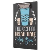 Kaffee gibt die Kaffeepause. Klemmbrett (Links)