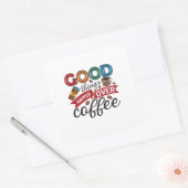 Kaffee gibt es viel Gutes über Kaffee Quadratischer Aufkleber (Umschlag)
