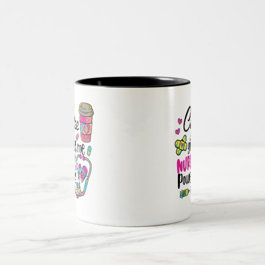 Kaffee gibt mir die Power Zweifarbige Tasse (Mittel)