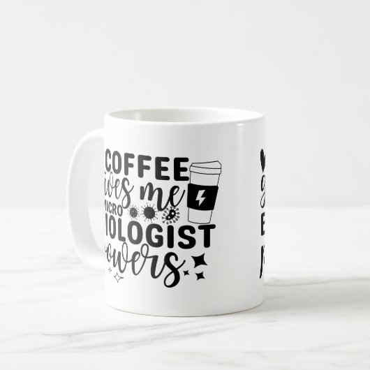 Kaffee gibt mir mikrobiologische Power Kaffeetasse (Vorderseite Links)