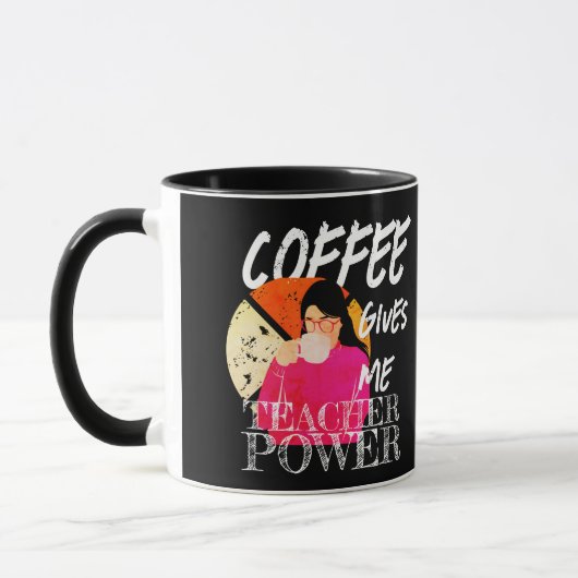 Kaffee gibt mir Power | Retro Funny Tasse (Links)
