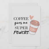 Kaffee gibt mir super Power Einladung (Vorne/Hinten)
