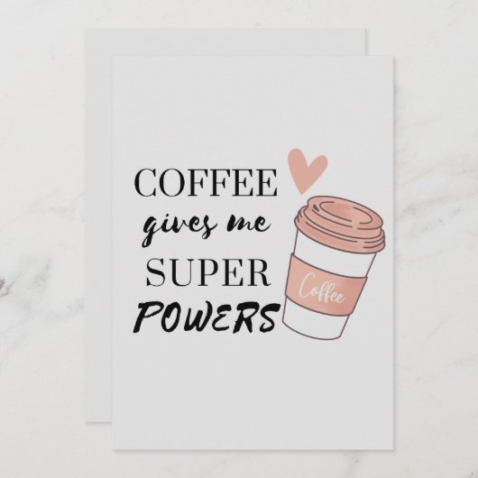 Kaffee gibt mir super Power Einladung (Vorne/Hinten)