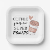 Kaffee gibt mir super Power Papier Teller (Vorderseite)