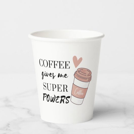 Kaffee gibt mir super Power Pappbecher (Vorderseite)
