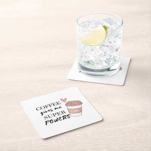 Kaffee gibt mir super Power Rechteckiger Pappuntersetzer (Vor Ort)