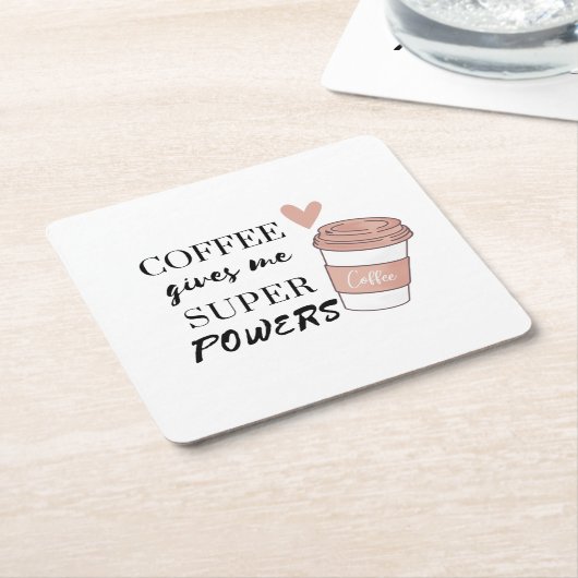 Kaffee gibt mir super Power Rechteckiger Pappuntersetzer (angewinkelt)