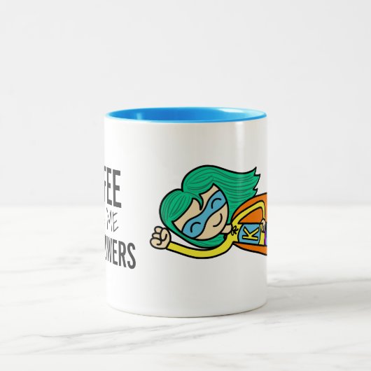 Kaffee gibt mir Supermächte - Kloey Zweifarbige Tasse (Mittel)