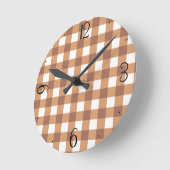 Kaffee Gingham Clock Runde Wanduhr (Winkel)